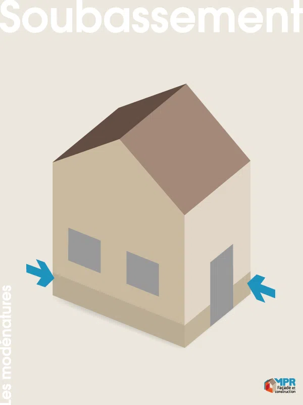 Modénatures architecturale : les soubassements réalisées en enduit